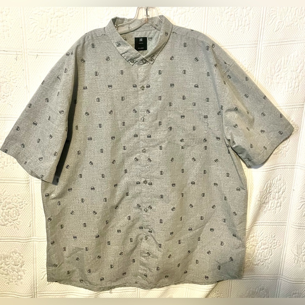 Visive Gray Patterned Hamburgers Men's Shirt Size 3X